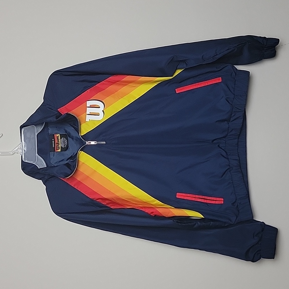 Wilson Navy Jacket with Rainbow Stripes